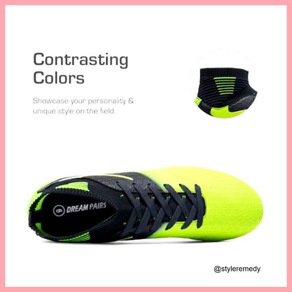 High Top Soccer Cleats, Synthetic Leather & Knitted, Lace Up Athletic Shoes main image 7